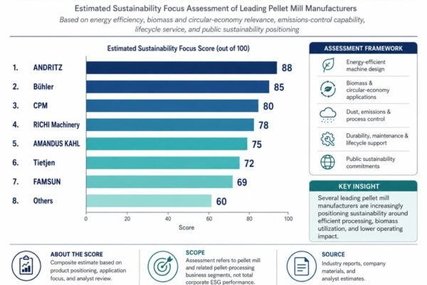 Illustrative 2025 sustainability focus scores for pellet mill manufacturers