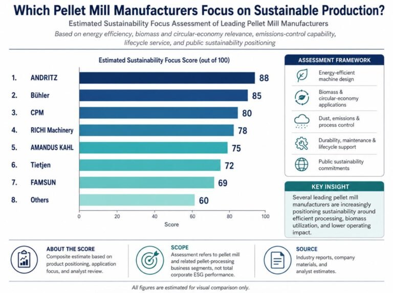 Illustrative 2025 sustainability focus scores for pellet mill manufacturers