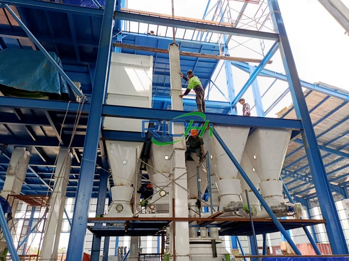 2T/H shrimp feed pellet mill production line installation site in Indonesia