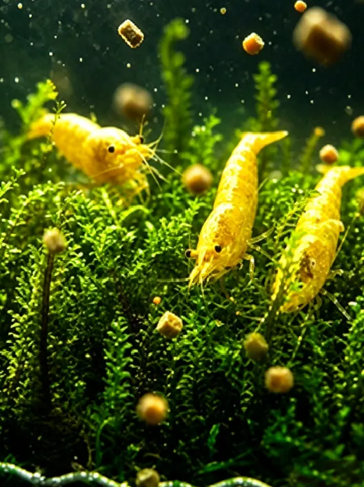 Shrimp aquaculture feeding scene using pellets made by shrimp feed pellet mill